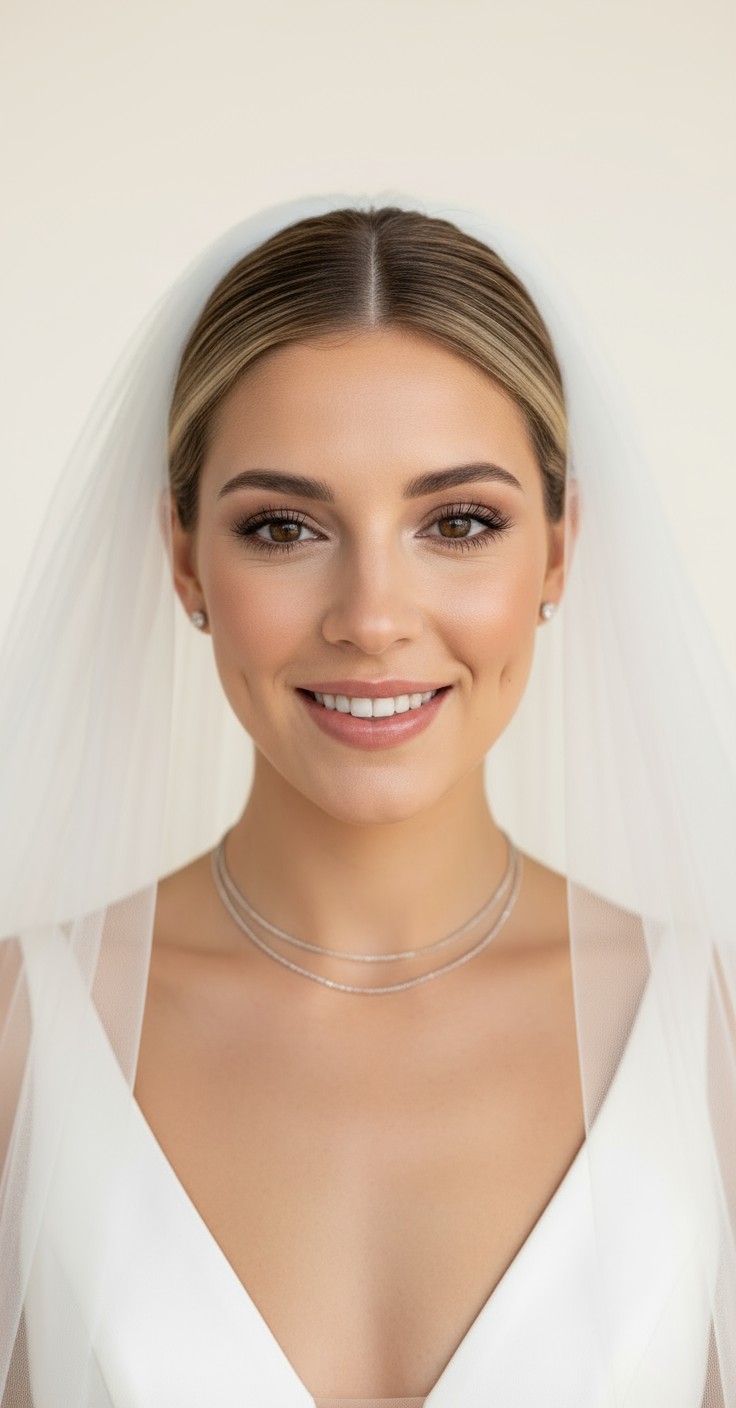 After Low Bun Wedding Hair With Veil